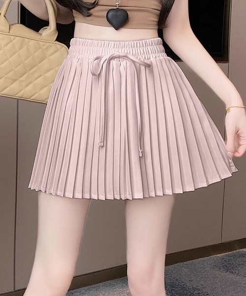 HOOK(フック)の「【HOOK】for girls ウエストリボンプリーツスカート(スカート・レディース・ピンク/ベージュ/グレー/ブラック・SMALL/MEDIUM/LARGE)」の4枚目の写真