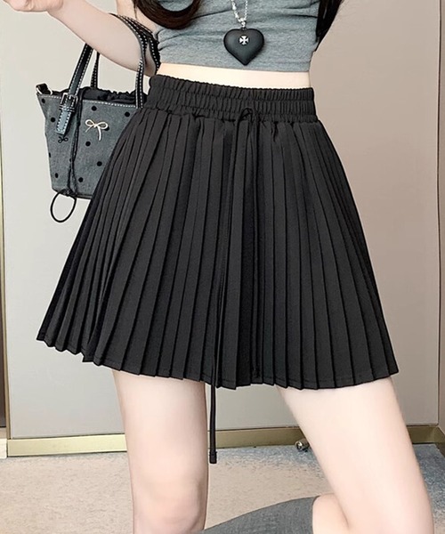 HOOK(フック)の「【HOOK】for girls ウエストリボンプリーツスカート(スカート・レディース・ピンク/ベージュ/グレー/ブラック・SMALL/MEDIUM/LARGE)」の2枚目の写真