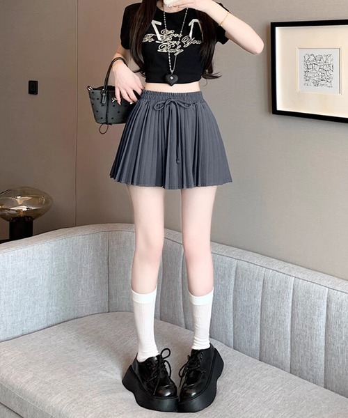 HOOK(フック)の「【HOOK】for girls ウエストリボンプリーツスカート(スカート・レディース・ピンク/ベージュ/グレー/ブラック・SMALL/MEDIUM/LARGE)」の17枚目の写真