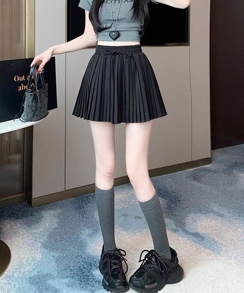 HOOK(フック)の「【HOOK】for girls ウエストリボンプリーツスカート(スカート・レディース・ピンク/ベージュ/グレー/ブラック・SMALL/MEDIUM/LARGE)」の7枚目の写真
