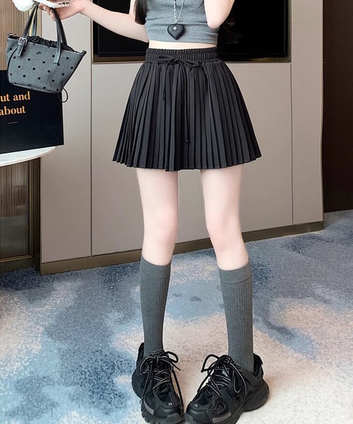 HOOK(フック)の「【HOOK】for girls ウエストリボンプリーツスカート(スカート・レディース・ピンク/ベージュ/グレー/ブラック・SMALL/MEDIUM/LARGE)」の8枚目の写真