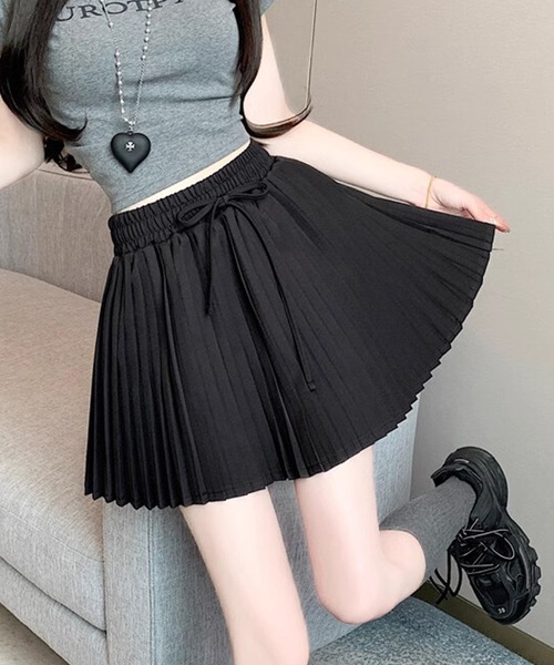 HOOK(フック)の「【HOOK】for girls ウエストリボンプリーツスカート(スカート・レディース・ピンク/ベージュ/グレー/ブラック・SMALL/MEDIUM/LARGE)」の10枚目の写真