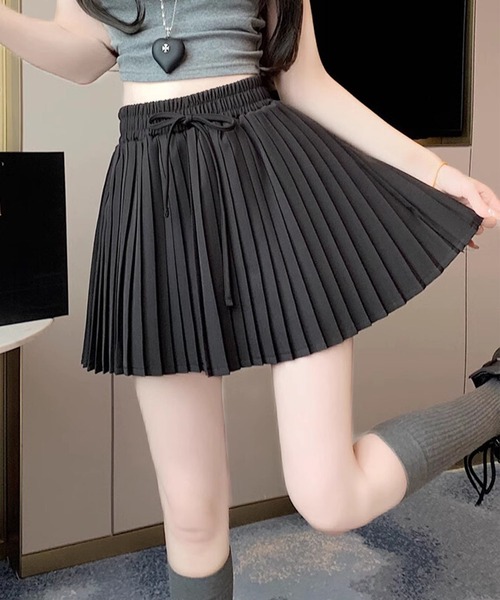 HOOK(フック)の「【HOOK】for girls ウエストリボンプリーツスカート(スカート・レディース・ピンク/ベージュ/グレー/ブラック・SMALL/MEDIUM/LARGE)」の9枚目の写真