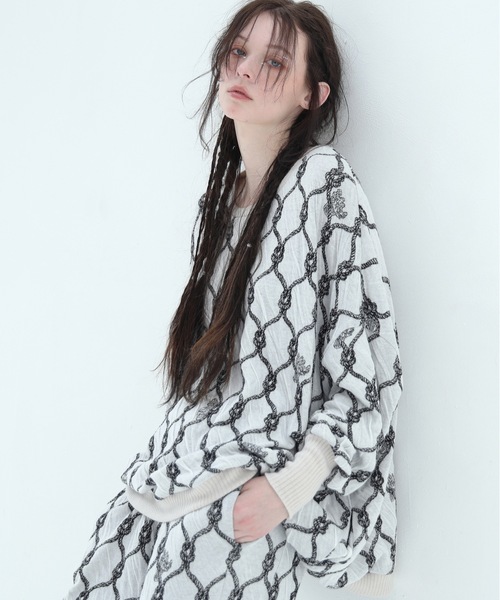 bedsidedrama（ベットサイドドラマ）の「Origin Jacquard Pullover（ニット/セーター・レディース・ブラック/ブラック系/ホワイト・1/2）」の2枚目の写真