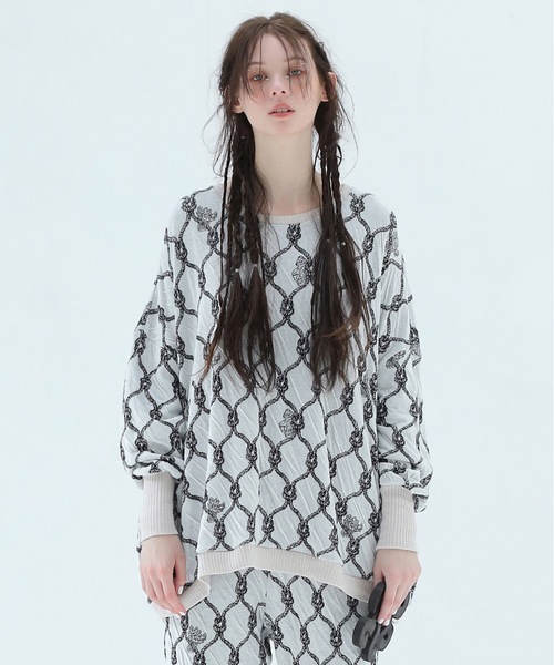 bedsidedrama（ベットサイドドラマ）の「Origin Jacquard Pullover（ニット/セーター・レディース・ブラック/ブラック系/ホワイト・1/2）」の5枚目の写真