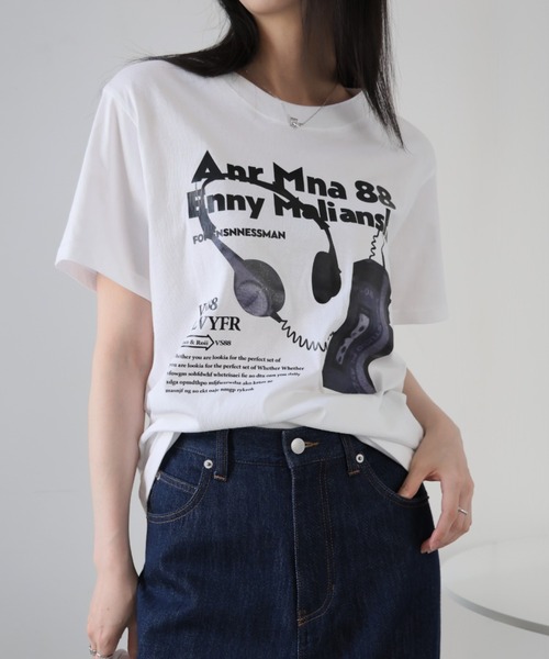 Ulysses(ユリシス)の「ロゴプリントTシャツ(Tシャツ/カットソー・レディース・ダークグレー/ホワイト/ライトグレー・F)」の1枚目の写真