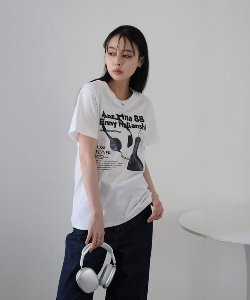 Ulysses(ユリシス)の「ロゴプリントTシャツ(Tシャツ/カットソー・レディース・ダークグレー/ホワイト/ライトグレー・F)」の8枚目の写真