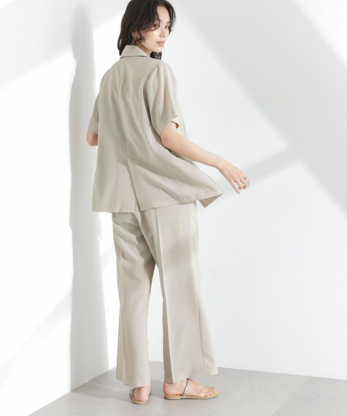 NANO universe（ナノユニバース）の「メランジドライ 半袖テーラードジャケット(セットアップ可)（テーラードジャケット・レディース・ライトブルー/ブラック/ライトベージュ・S/M）」の17枚目の写真