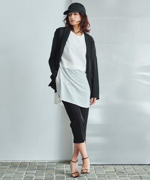 ICB(アイシービー)の「シアージャージーコンビ カットソー(Tシャツ/カットソー・レディース・アイボリー系/ブラック系/ダークブラウン系/グレー系・X-SMALL/SMALL/MEDIUM)」の5枚目の写真