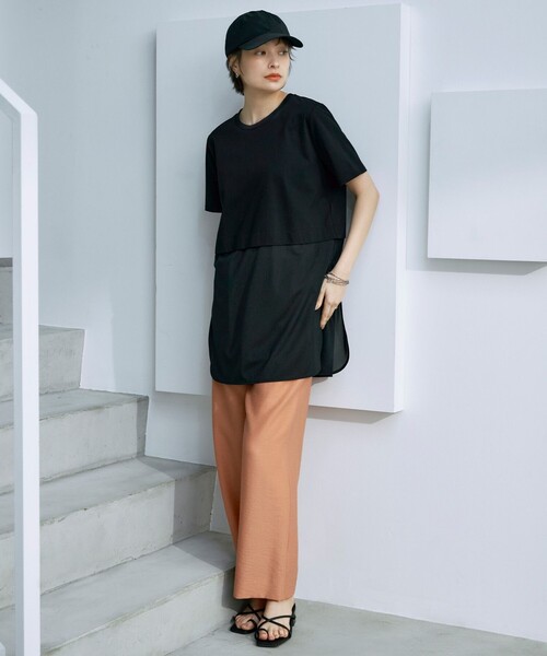 ICB(アイシービー)の「シアージャージーコンビ カットソー(Tシャツ/カットソー・レディース・アイボリー系/ブラック系/ダークブラウン系/グレー系・X-SMALL/SMALL/MEDIUM)」の6枚目の写真