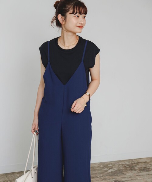 B:MING by BEAMS（ビーミングバイビームス）の「【セットアイテム】Tシャツ × サロペット セット (洗濯可)（ワンピース・レディース・ブラック/グリーン系その他/ネイビー・SMALL/MEDIUM）」の3枚目の写真