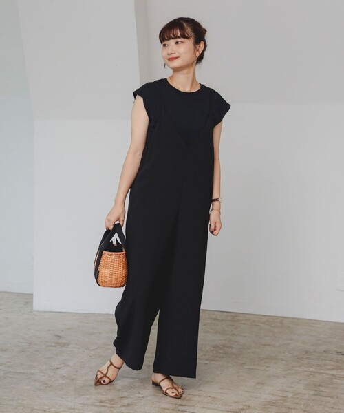 B:MING by BEAMS（ビーミングバイビームス）の「【セットアイテム】Tシャツ × サロペット セット (洗濯可)（ワンピース・レディース・ブラック/グリーン系その他/ネイビー・SMALL/MEDIUM）」の4枚目の写真