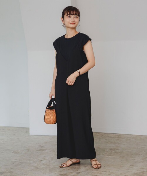 B:MING by BEAMS（ビーミングバイビームス）の「【セットアイテム】Tシャツ × サロペット セット (洗濯可)（ワンピース・レディース・ブラック/グリーン系その他/ネイビー・SMALL/MEDIUM）」の5枚目の写真