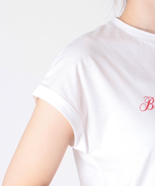 Jines(ジネス)の「ロールアップスリーブ ロゴTシャツ(Tシャツ/カットソー・レディース・ベージュ/ホワイト/チャコールグレー・38)」の19枚目の写真