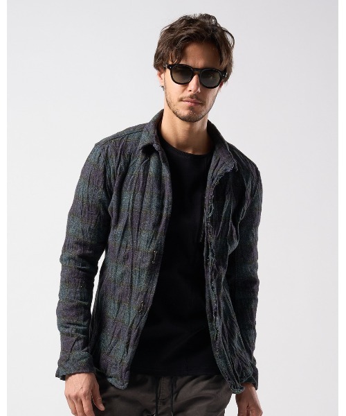 wjk(ダヴルジェイケイ)の「2-hook tweedy check(シャツ/ブラウス・メンズ・ブラック/ブルー/グリーン・SMALL/MEDIUM/LARGE/X-LARGE)」の3枚目の写真