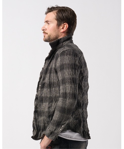 wjk(ダヴルジェイケイ)の「2-hook tweedy check(シャツ/ブラウス・メンズ・ブラック/ブルー/グリーン・SMALL/MEDIUM/LARGE/X-LARGE)」の5枚目の写真