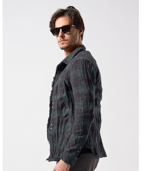 wjk(ダヴルジェイケイ)の「2-hook tweedy check(シャツ/ブラウス・メンズ・ブラック/ブルー/グリーン・SMALL/MEDIUM/LARGE/X-LARGE)」の11枚目の写真