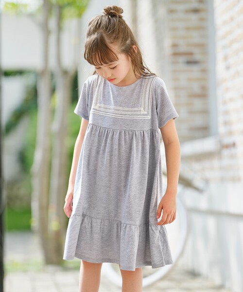 セール】【UVカット】【110-140㎝】セーラーレース ワンピース