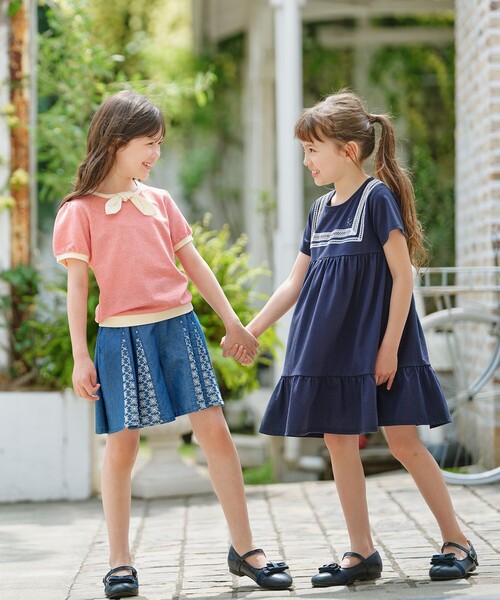 セール】【UVカット】【110-140㎝】セーラーレース ワンピース