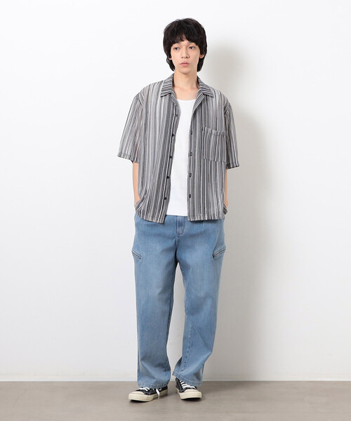 Purple&Yellow（パープルアンドイエロー）の「マルチカラーストライプレースシャツ（シャツ/ブラウス・メンズ・ブラック/ダークブラウン・LARGE/MEDIUM/SMALL）」の4枚目の写真