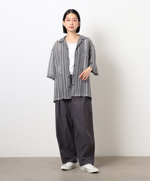 Purple&Yellow（パープルアンドイエロー）の「マルチカラーストライプレースシャツ（シャツ/ブラウス・メンズ・ブラック/ダークブラウン・LARGE/MEDIUM/SMALL）」の6枚目の写真