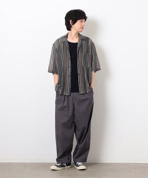 Purple&Yellow（パープルアンドイエロー）の「マルチカラーストライプレースシャツ（シャツ/ブラウス・メンズ・ブラック/ダークブラウン・LARGE/MEDIUM/SMALL）」の11枚目の写真