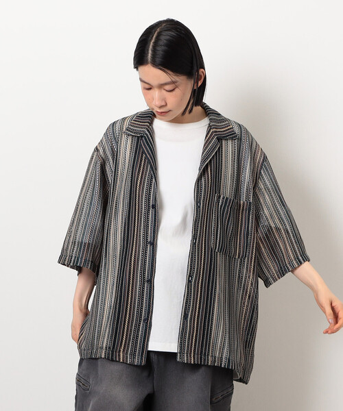 Purple&Yellow（パープルアンドイエロー）の「マルチカラーストライプレースシャツ（シャツ/ブラウス・メンズ・ブラック/ダークブラウン・LARGE/MEDIUM/SMALL）」の15枚目の写真