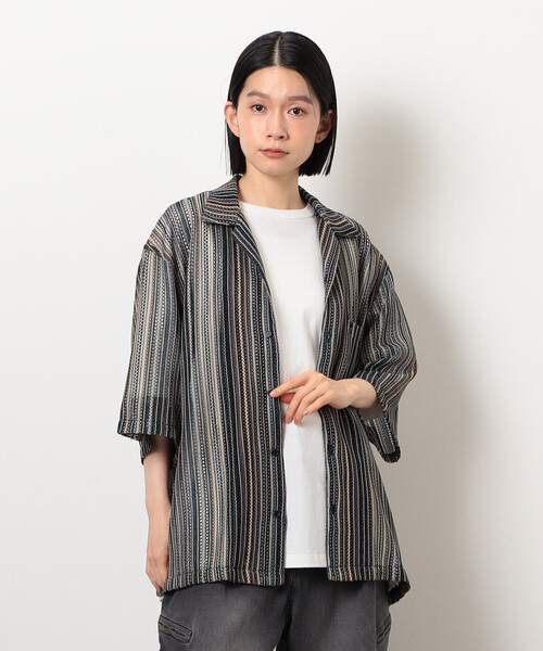 Purple&Yellow（パープルアンドイエロー）の「マルチカラーストライプレースシャツ（シャツ/ブラウス・メンズ・ブラック/ダークブラウン・LARGE/MEDIUM/SMALL）」の16枚目の写真