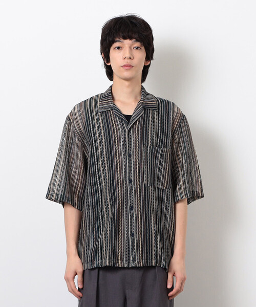 Purple&Yellow（パープルアンドイエロー）の「マルチカラーストライプレースシャツ（シャツ/ブラウス・メンズ・ブラック/ダークブラウン・LARGE/MEDIUM/SMALL）」の17枚目の写真