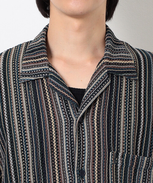 Purple&Yellow（パープルアンドイエロー）の「マルチカラーストライプレースシャツ（シャツ/ブラウス・メンズ・ブラック/ダークブラウン・LARGE/MEDIUM/SMALL）」の20枚目の写真