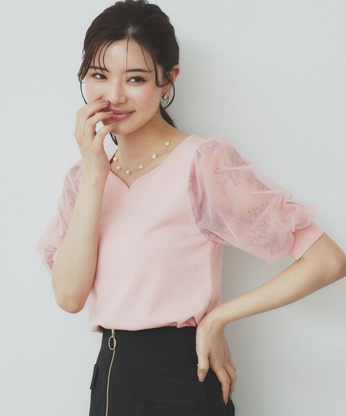 index（インデックス）の「チュールレーススリーブニット【洗濯機洗い可】（ニット/セーター・レディース・ベビーピンク/ナチュラル/チャコールグレー/ライトブルー/ネイビー・40/38/42/36）」の17枚目の写真