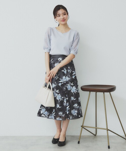 index（インデックス）の「チュールレーススリーブニット【洗濯機洗い可】（ニット/セーター・レディース・ベビーピンク/ナチュラル/チャコールグレー/ライトブルー/ネイビー・40/38/42/36）」の22枚目の写真