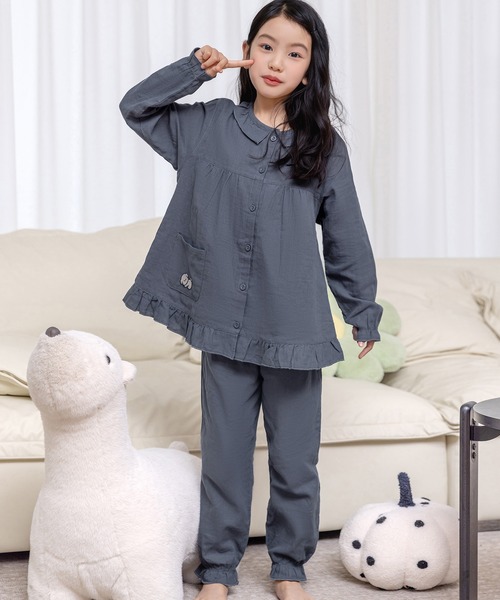 セール】キッズ 長袖ステッチフリルチュニックセットアップルーム