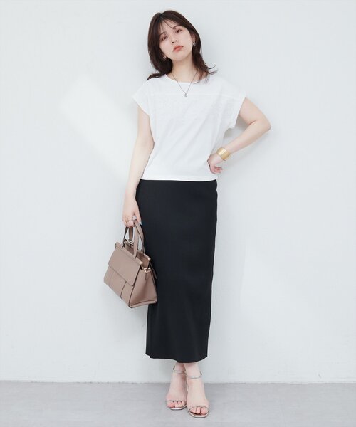 natural couture(ナチュラルクチュール)の「レースヨーク切替Tシャツ(Tシャツ/カットソー・レディース・ピンク/ブラック/オフホワイト/ブルー・FREE)」の8枚目の写真