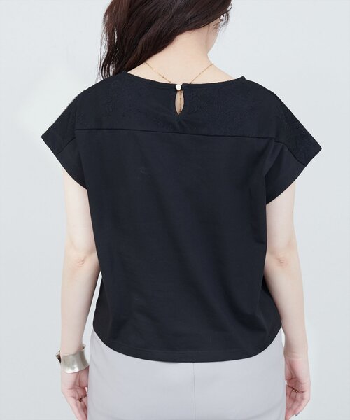 natural couture(ナチュラルクチュール)の「レースヨーク切替Tシャツ(Tシャツ/カットソー・レディース・ピンク/ブラック/オフホワイト/ブルー・FREE)」の18枚目の写真