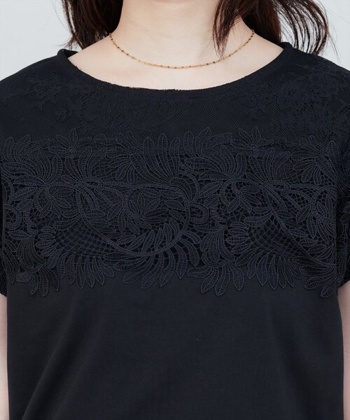 natural couture(ナチュラルクチュール)の「レースヨーク切替Tシャツ(Tシャツ/カットソー・レディース・ピンク/ブラック/オフホワイト/ブルー・FREE)」の20枚目の写真