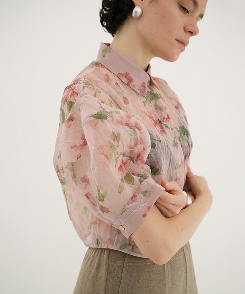 SHEER FLOWER SHORT SLEEVE SHIRTS（シャツ/ブラウス）｜CLANE（クラネ