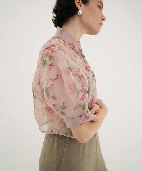 使用少　CLANE SHEER FLOWER レースシャツ　サイズ1 使用少 CLANE SHEER FLOWER レースシャツ サイズ1 CLANE(クラネ) SHEER