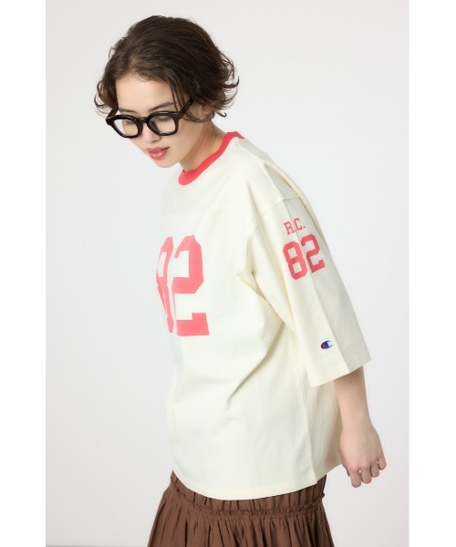 RODEO CROWNS WIDE BOWL（ロデオクラウンズワイドボウル）の「【Champion】フットボールTシャツ（Tシャツ/カットソー・レディース・チャコールグレー/オフホワイト/ライトイエロー・FREE）」の16枚目の写真