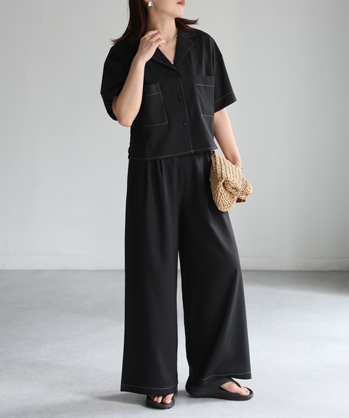 Riberry（リベリー）の「配色ステッチ半袖セットアップ（セットアップ・レディース・チャコールグレー/ベージュ/ブラック・FREE）」の22枚目の写真