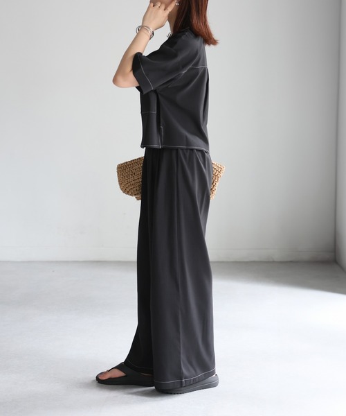 Riberry（リベリー）の「配色ステッチ半袖セットアップ（セットアップ・レディース・チャコールグレー/ベージュ/ブラック・FREE）」の21枚目の写真