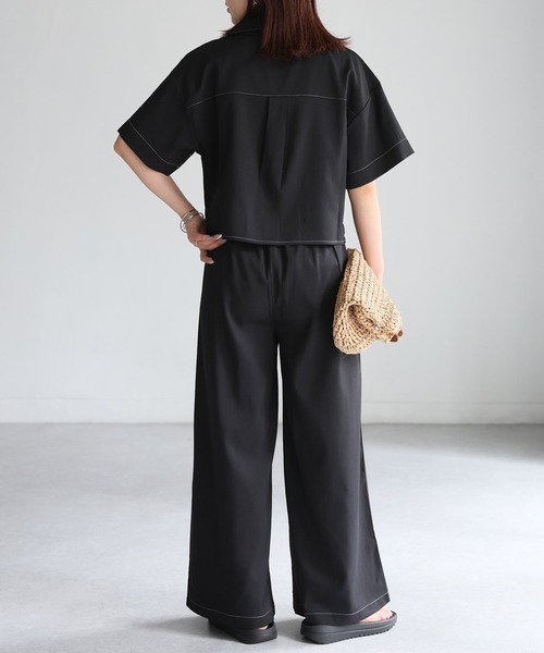 Riberry（リベリー）の「配色ステッチ半袖セットアップ（セットアップ・レディース・チャコールグレー/ベージュ/ブラック・FREE）」の20枚目の写真