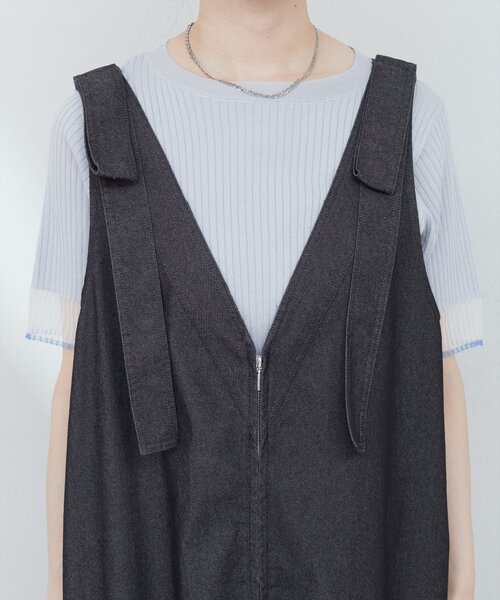 natural couture(ナチュラルクチュール)の「【mamamo】肩リボンデニムライクジャンスカ(ワンピース・レディース・モカ/ブルー/ブラック・FREE)」の10枚目の写真