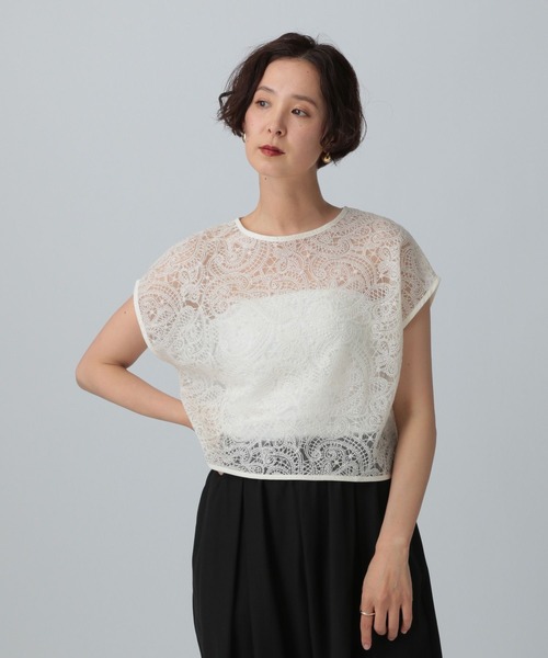 LEPSIM(レプシィム)の「ペイズリー柄刺繍フレンチスリーブ 329507(シャツ/ブラウス・レディース・ブラック/アイボリー・FREE)」の10枚目の写真