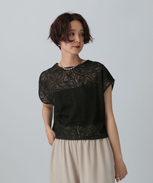 LEPSIM(レプシィム)の「ペイズリー柄刺繍フレンチスリーブ 329507(シャツ/ブラウス・レディース・ブラック/アイボリー・FREE)」の4枚目の写真