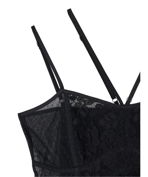 トップス MEDI LINGERIE LIKE PEPLUM BUSTIER BLACK MEDI LINGERIE LIKE PEPLUM BUSTIER