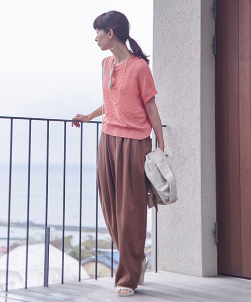 studio CLIP（スタディオクリップ）の「【イージーケア・接触冷感】ボリュームギャザーイージーパンツ[プチ・プラスサイズあり]（その他パンツ・レディース・その他7/カーキ/ブラック/その他5/ベージュ/ライトグリーン/ブラウン/ライトグレー/ブルー/ワイン・PF/ﾌﾘｰ(L)/FREE）」の17枚目の写真