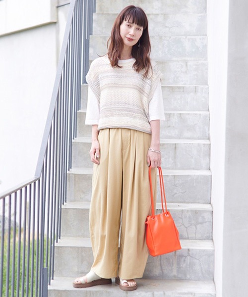 studio CLIP（スタディオクリップ）の「【イージーケア・接触冷感】ボリュームギャザーイージーパンツ[プチ・プラスサイズあり]（その他パンツ・レディース・その他7/カーキ/ブラック/その他5/ベージュ/ライトグリーン/ブラウン/ライトグレー/ブルー/ワイン・PF/ﾌﾘｰ(L)/FREE）」の20枚目の写真