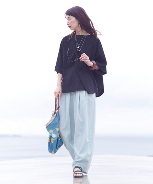 studio CLIP（スタディオクリップ）の「【イージーケア・接触冷感】ボリュームギャザーイージーパンツ[プチ・プラスサイズあり]（その他パンツ・レディース・その他7/カーキ/ブラック/その他5/ベージュ/ライトグリーン/ブラウン/ライトグレー/ブルー/ワイン・PF/ﾌﾘｰ(L)/FREE）」の22枚目の写真