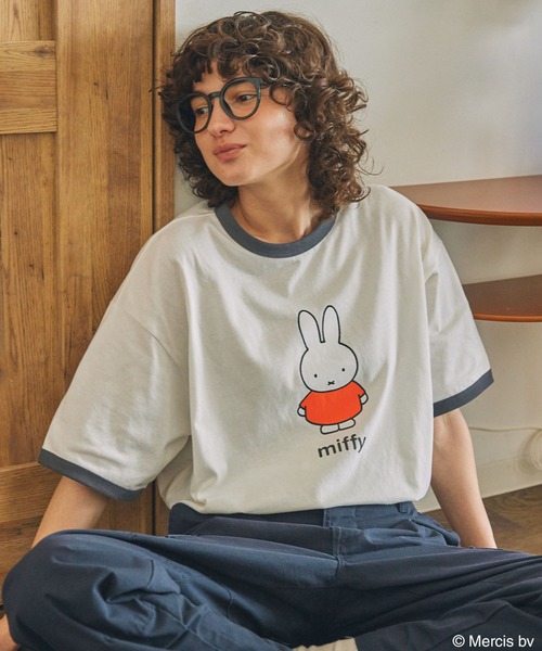 MUVEIL　Miffyミッフィー　コラボTシャツ　半袖プリントシャツ miffy/ミッフィー】英字プリント半袖Tシャツ Life Style by